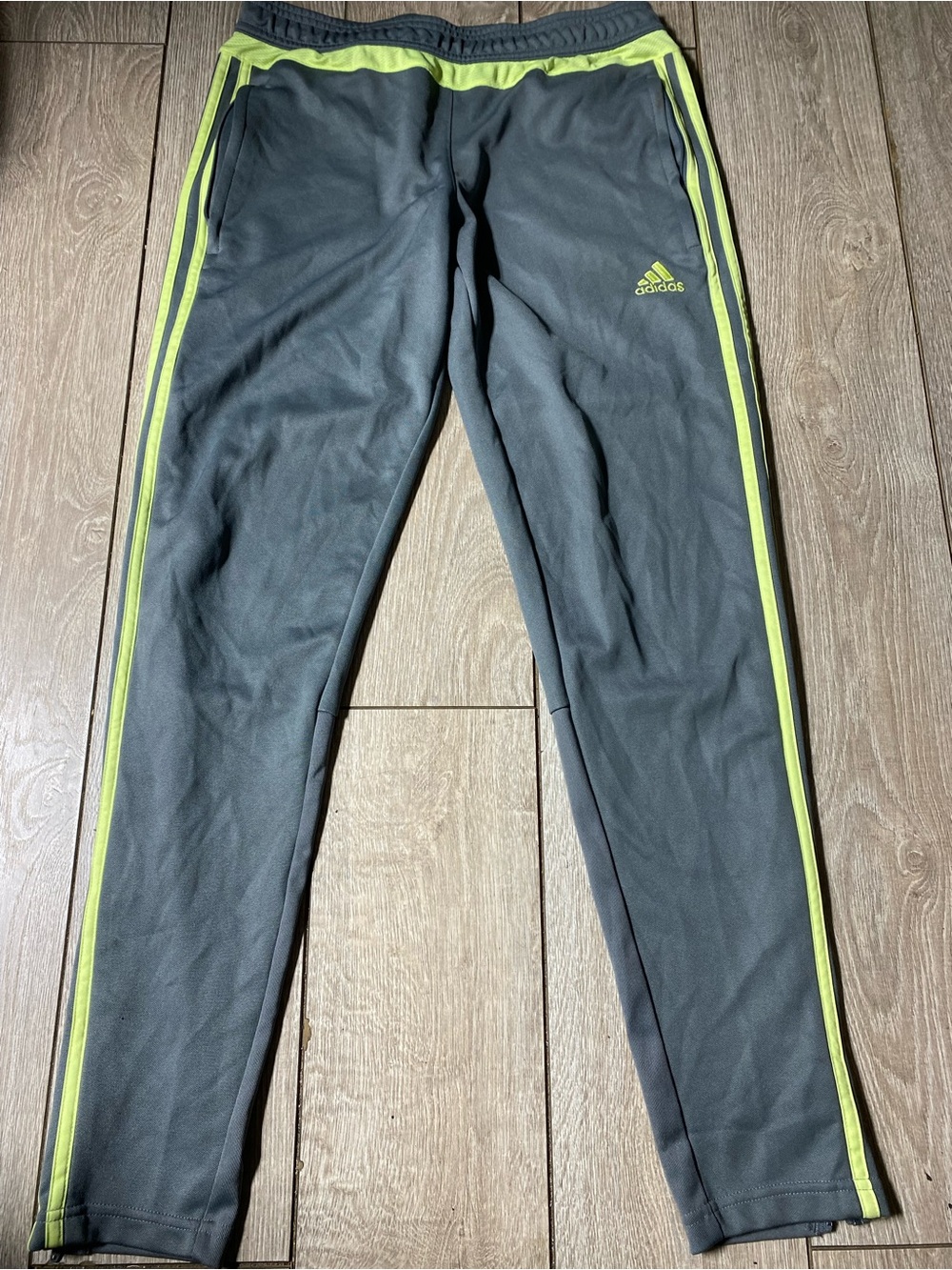 adidas Womens Tiro 15 Climacool Track Pants Gray Neon Lime Green Size Medium M